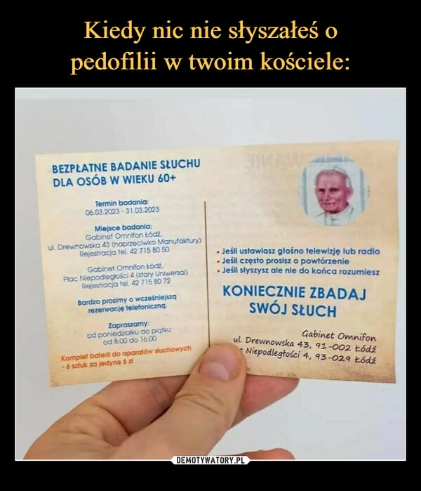 
    Kiedy nic nie słyszałeś o
pedofilii w twoim kościele: