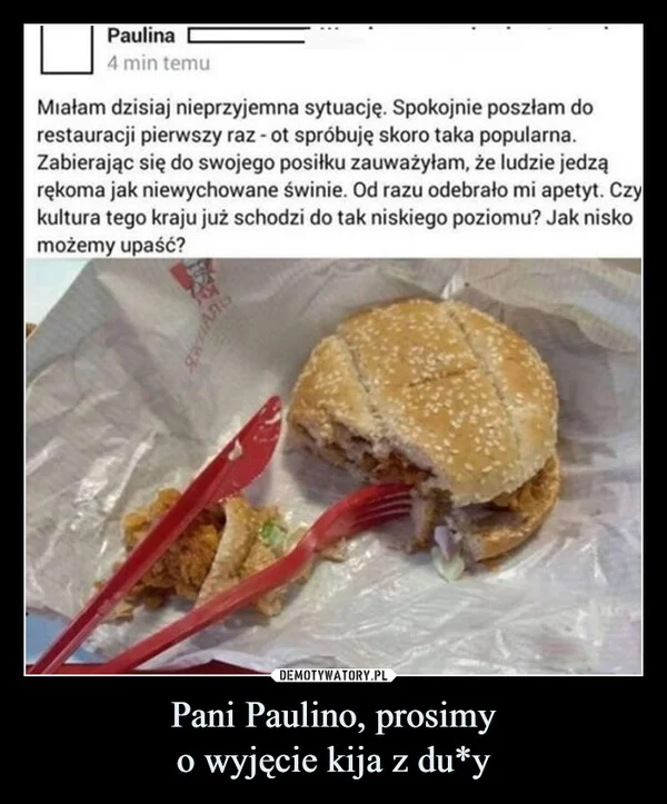 
    Pani Paulino, prosimy o wyjęcie kija z du*y