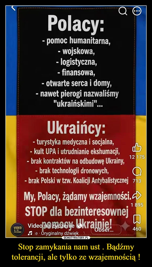 
    Stop zamykania nam ust . Bądźmy tolerancji, ale tylko ze wzajemnością !