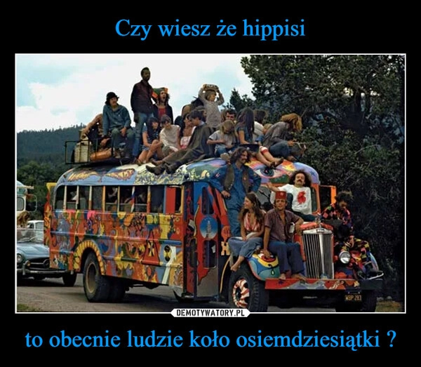 
    Czy wiesz że hippisi to obecnie ludzie koło osiemdziesiątki ?