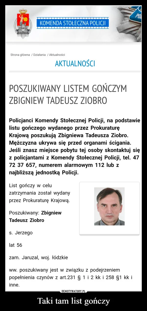 
    Taki tam list gończy