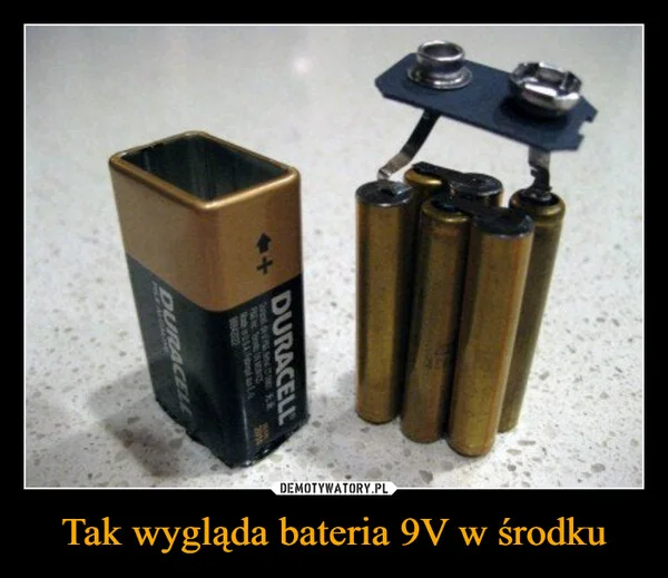 
    Tak wygląda bateria 9V w środku