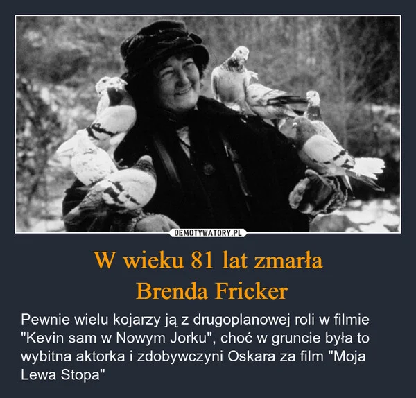 W wieku 81 lat zmarła Brenda Fricker