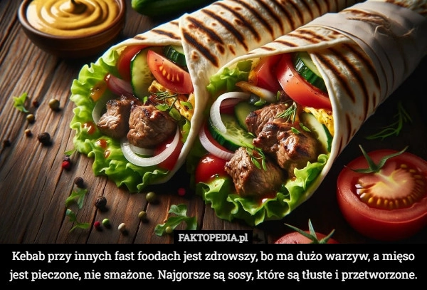 
    Kebab przy innych fast foodach jest zdrowszy, bo ma dużo warzyw, a mięso