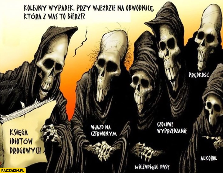 Kolejny wypadek przy wjeździe na obwodnicę księga idiotów drogowych spotkanie śmierci