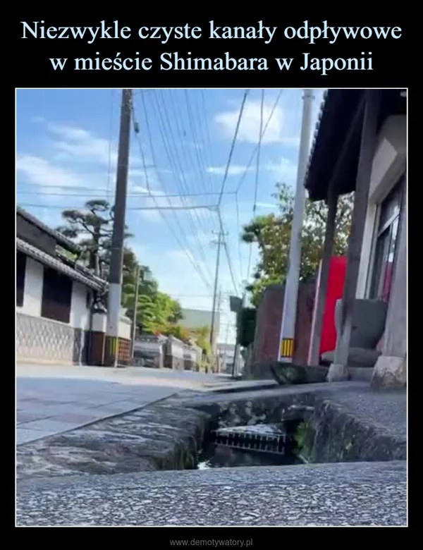 Niezwykle czyste kanały odpływowe w mieście Shimabara w Japonii
