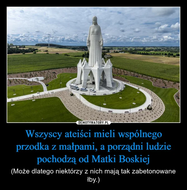 
    Wszyscy ateiści mieli wspólnego przodka z małpami, a porządni ludzie pochodzą od Matki Boskiej
