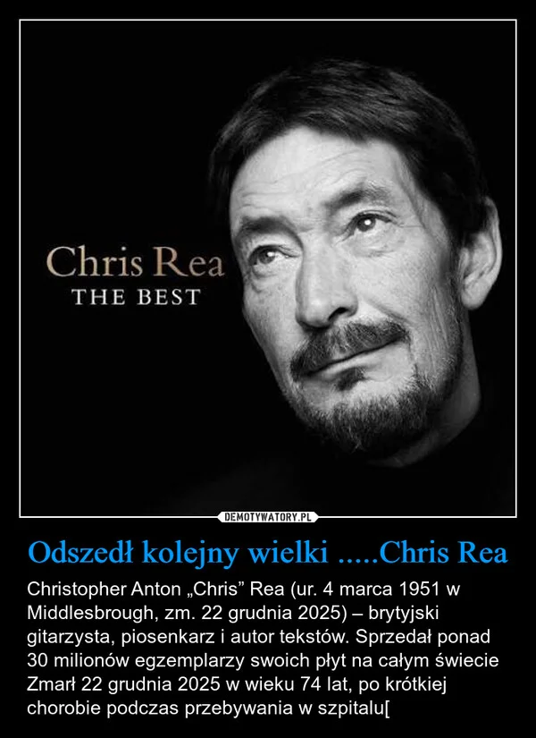 
    Odszedł kolejny wielki .....Chris Rea