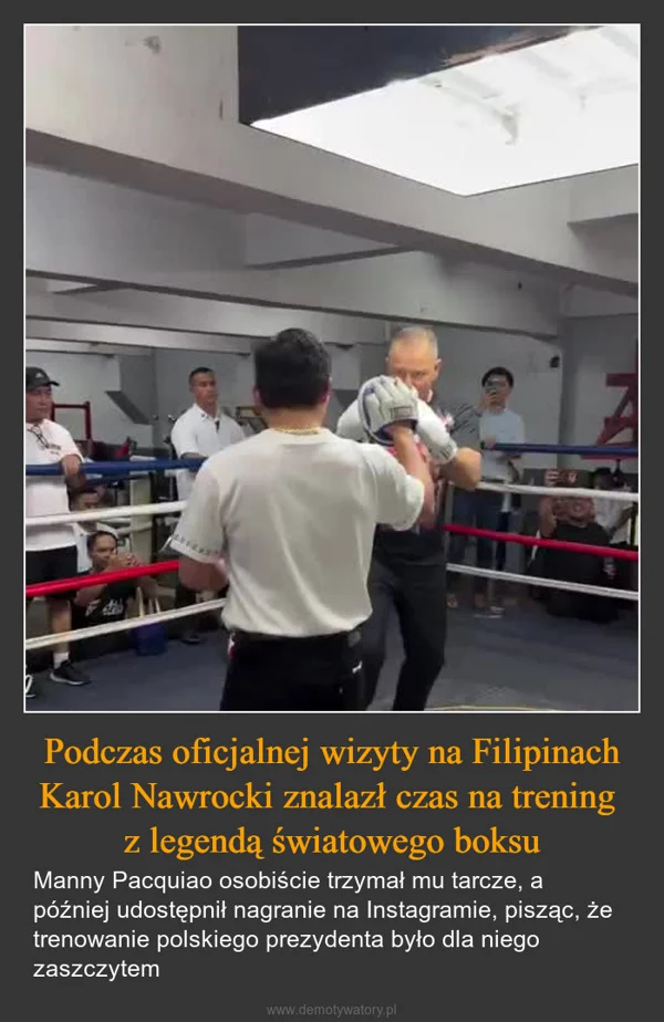 Podczas oficjalnej wizyty na Filipinach Karol Nawrocki znalazł czas na trening z legendą światowego boksu