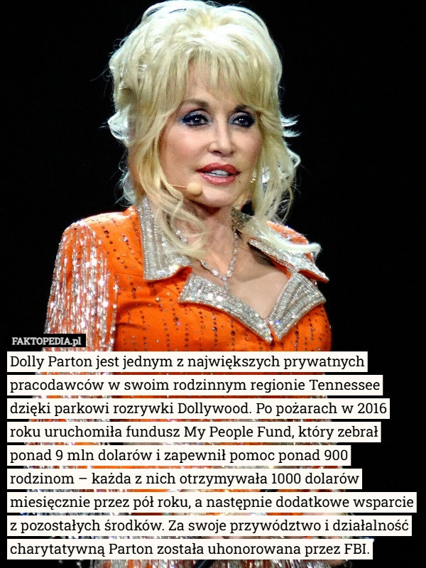 Dolly Parton jest jednym z największych prywatnych pracodawców w swoim rodzinnym...