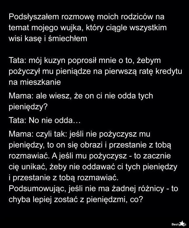 
    Rozmowa o pożyczaniu pieniędzy 