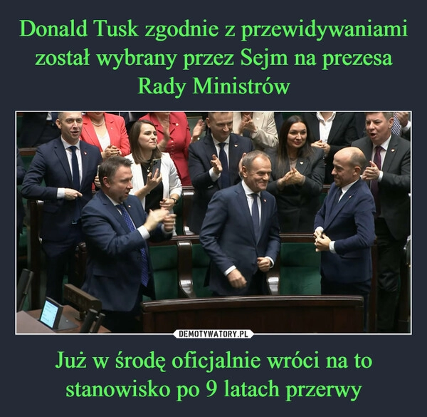 
    Donald Tusk zgodnie z przewidywaniami został wybrany przez Sejm na prezesa Rady Ministrów Już w środę oficjalnie wróci na to stanowisko po 9 latach przerwy