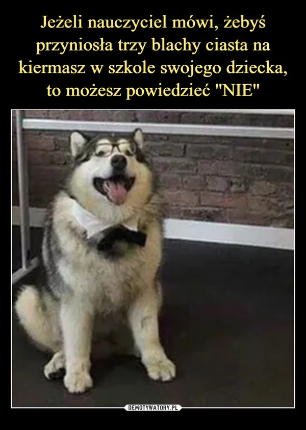 
    Jeżeli nauczyciel mówi, żebyś przyniosła trzy blachy ciasta na kiermasz w szkole swojego dziecka, to możesz powiedzieć ''NIE''