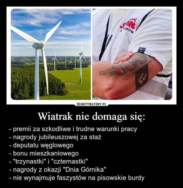 
    Wiatrak nie domaga się: