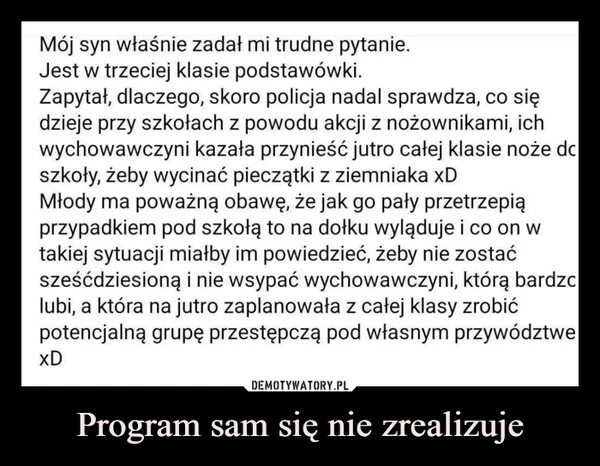 
    Program sam się nie zrealizuje