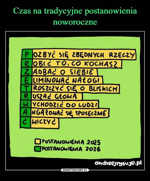 
    Czas na tradycyjne postanowienia noworoczne