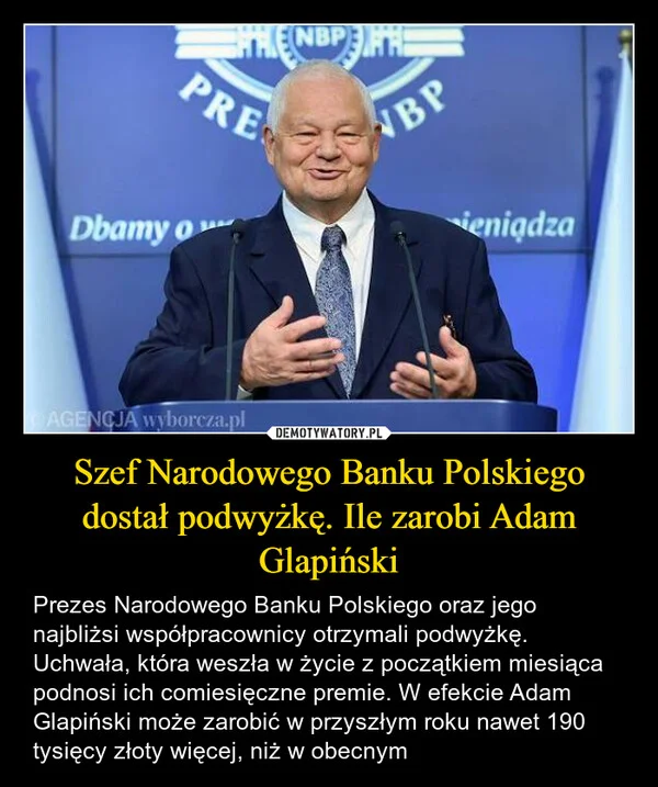 Szef Narodowego Banku Polskiego dostał podwyżkę. Ile zarobi Adam Glapiński