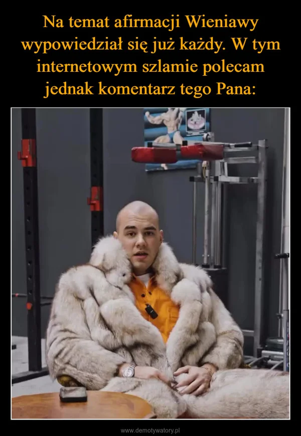
    Na temat afirmacji Wieniawy wypowiedział się już każdy. W tym internetowym szlamie polecam jednak komentarz tego Pana: