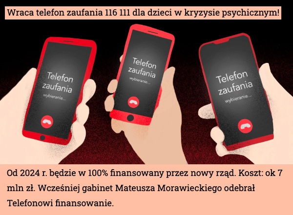 
    Wraca telefon zaufania 116 111 dla dzieci w kryzysie psychicznym!