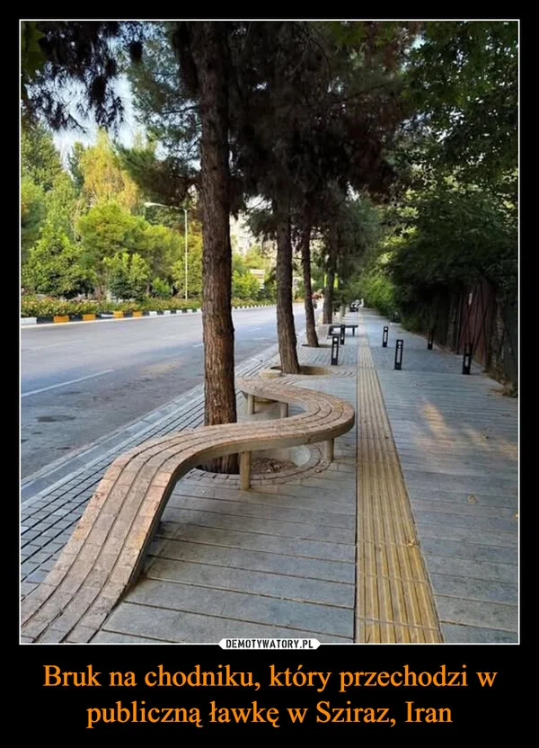 
    Bruk na chodniku, który przechodzi w publiczną ławkę w Sziraz, Iran