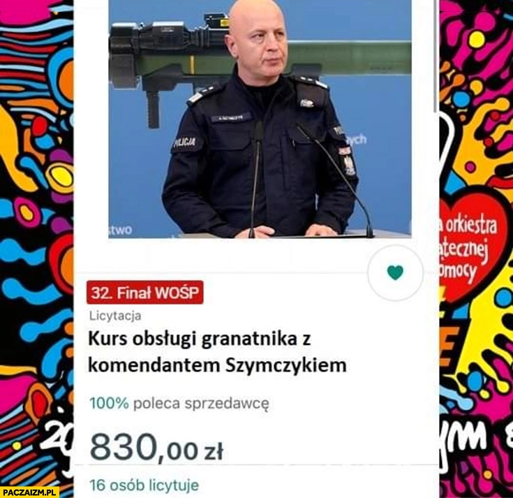 
    Aukcja licytacja WOŚP kurs obsługi granatnika z komendantem Szymczykiem