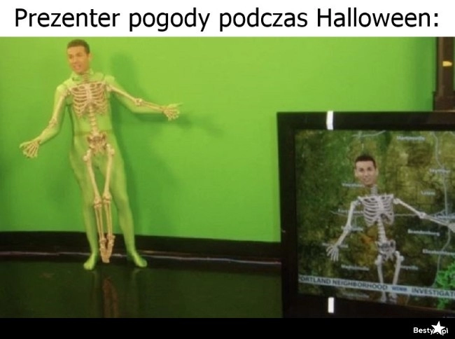 
    Prezenter pogody podczas Halloween 