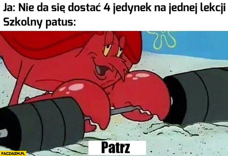 
    Ja: nie da się dostać 4 jedynek na jednej lekcji, szkolny patus: patrz