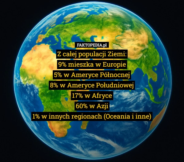 
    Z całej populacji Ziemi:
9% mieszka w Europie
5% w Ameryce Północnej
8%