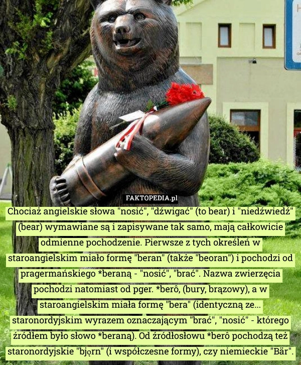 
    Chociaż angielskie słowa "nosić", "dźwigać" (to bear)