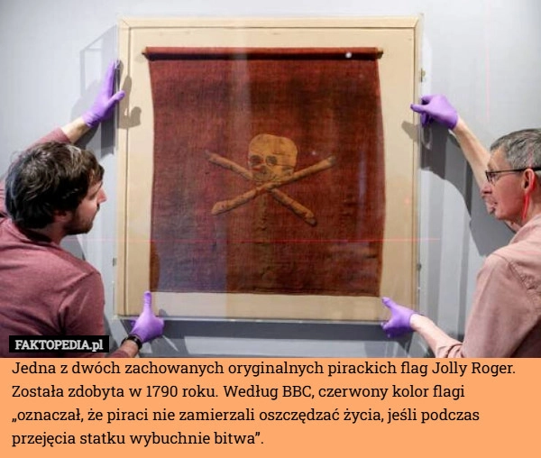 
    Jedna z dwóch zachowanych oryginalnych pirackich flag Jolly Roger. Została