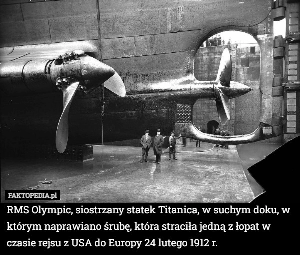 
    RMS Olympic, siostrzany statek Titanica, w suchym doku, w którym naprawiano