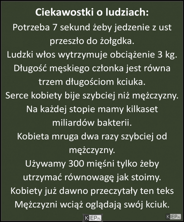 
    Ciekawostki o ludziach