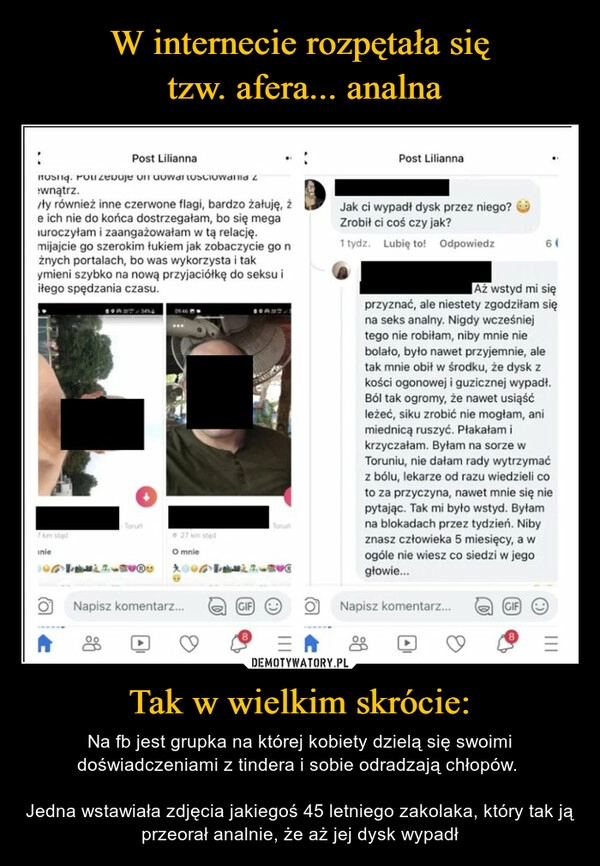 
    W internecie rozpętała się
 tzw. afera... analna Tak w wielkim skrócie: