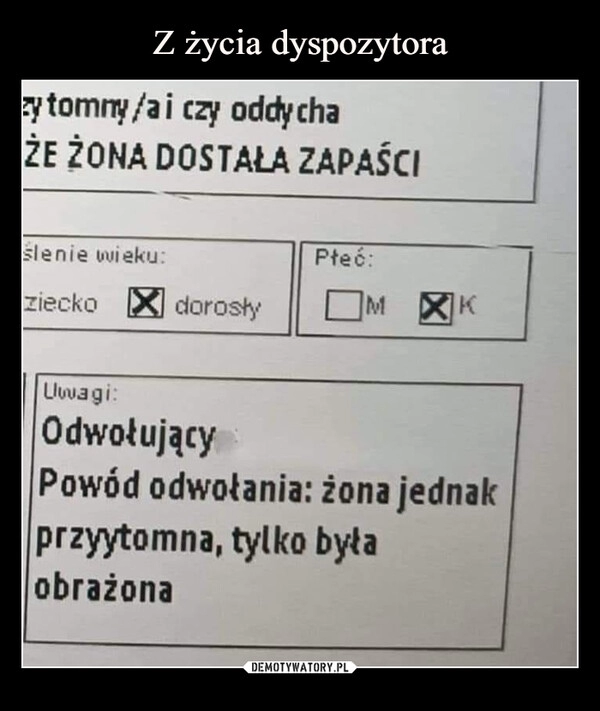 
    Z życia dyspozytora