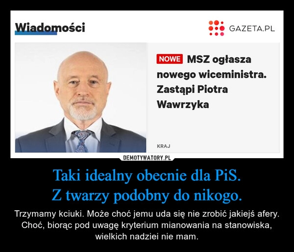 
    Taki idealny obecnie dla PiS.
Z twarzy podobny do nikogo.