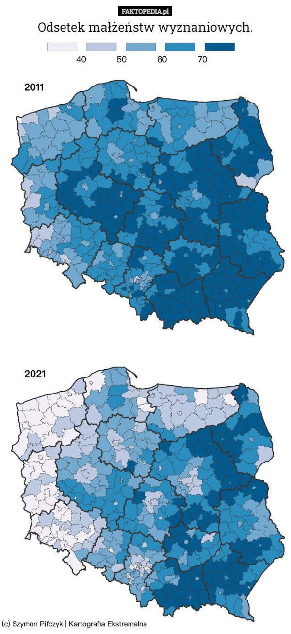 
    
			Odsetek małżeństw wyznaniowych.					