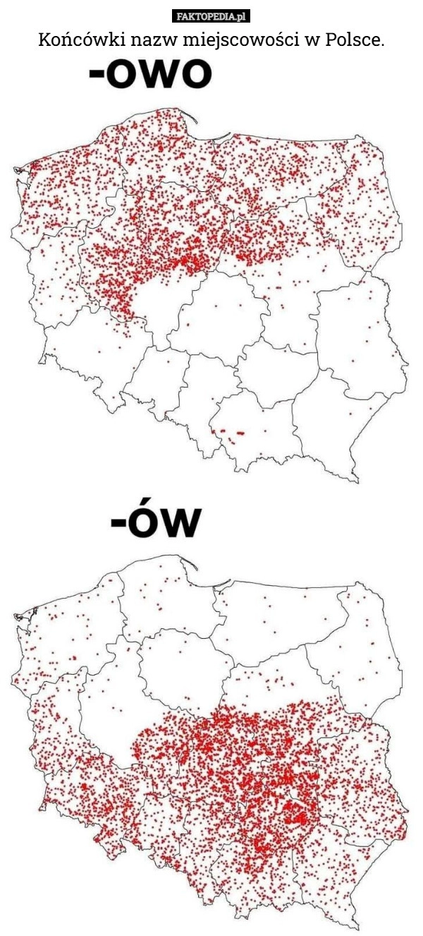 
    Końcówki nazw miejscowości w Polsce.