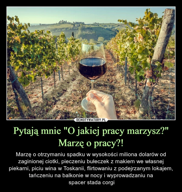 
    Pytają mnie "O jakiej pracy marzysz?" Marzę o pracy?!