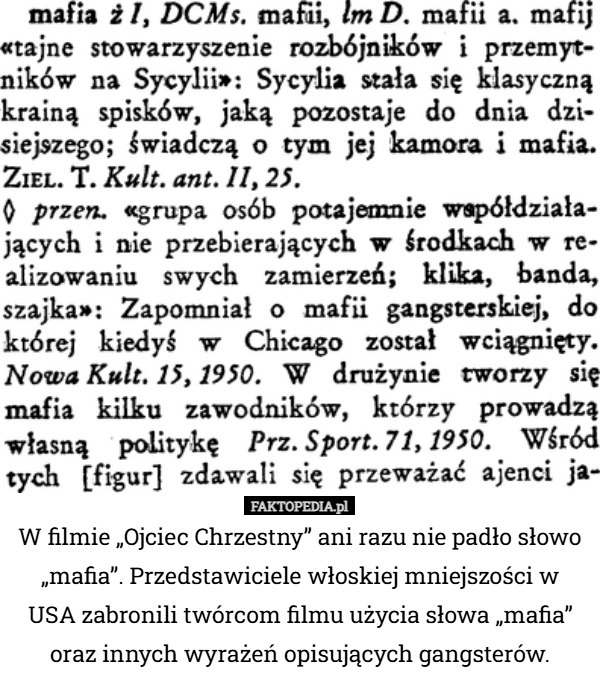 
    W filmie „Ojciec Chrzestny” ani razu nie padło słowo „mafia”. Przedstawiciele...