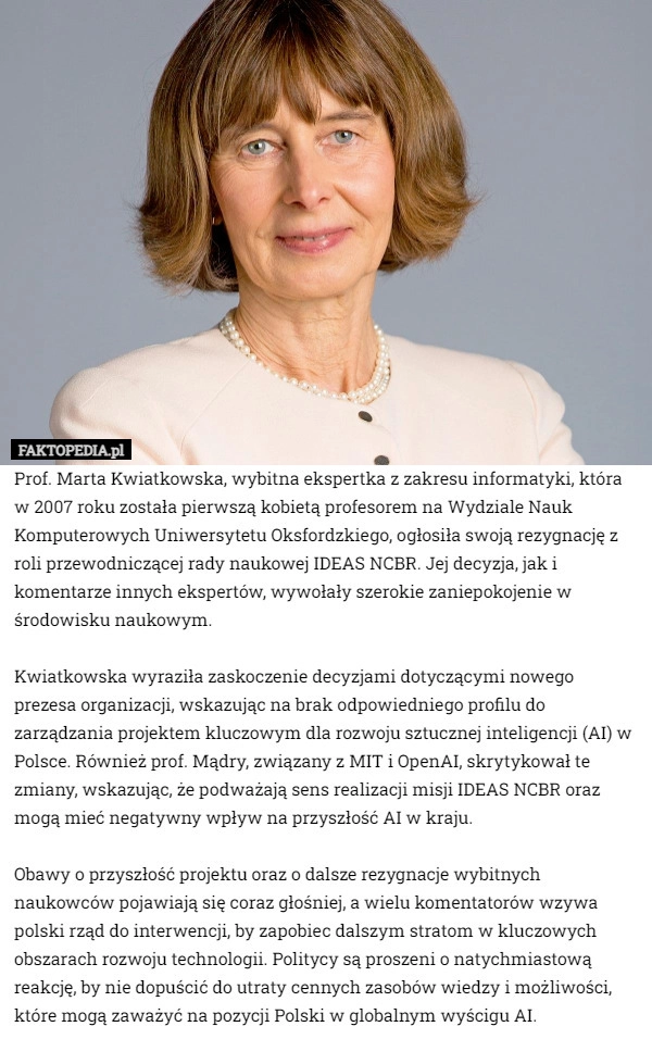 
    Prof. Marta Kwiatkowska, wybitna ekspertka z zakresu informatyki, która