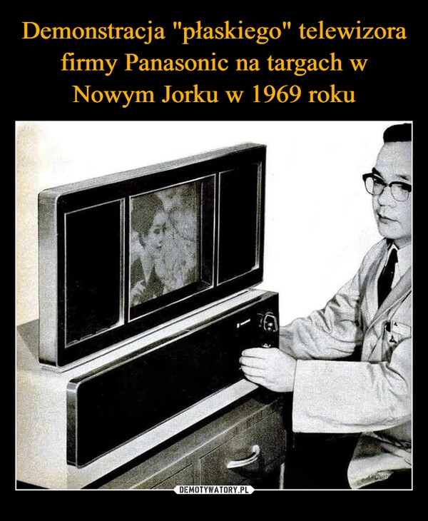 
    Demonstracja "płaskiego" telewizora firmy Panasonic na targach w Nowym Jorku w 1969 roku