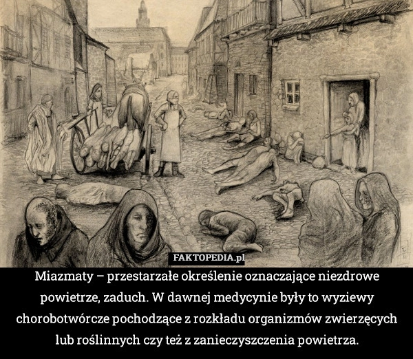 
    Miazmaty – przestarzałe określenie oznaczające niezdrowe powietrze, zaduch.