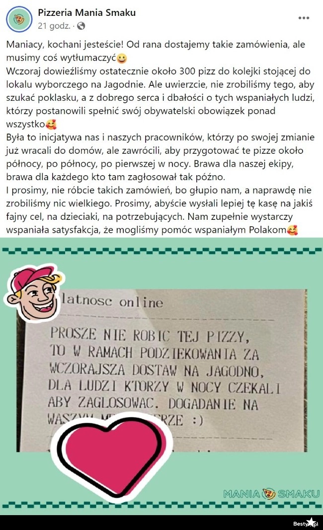 
    Wrocławska pizzeria dostarczyła 300 pizz wyborcom czekającym w kolejce. Polacy chcieli się odwdzięczyć. 