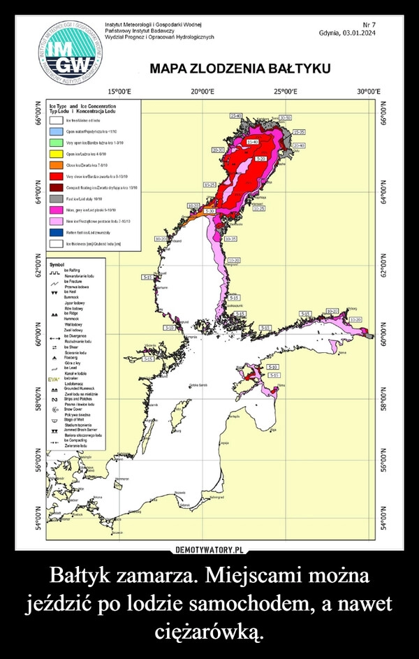 
    Bałtyk zamarza. Miejscami można jeździć po lodzie samochodem, a nawet ciężarówką.