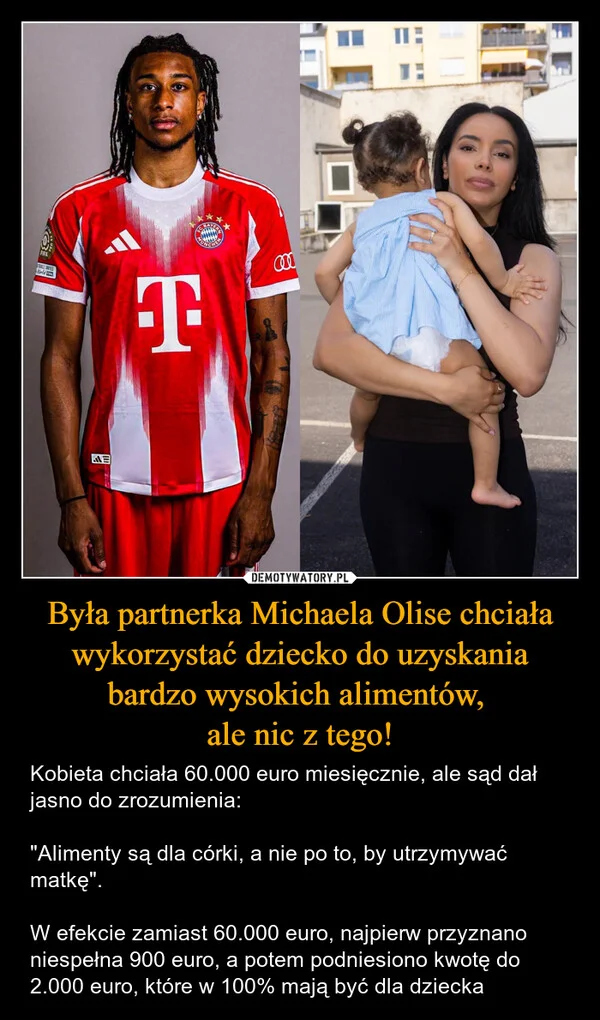 
    Była partnerka Michaela Olise chciała wykorzystać dziecko do uzyskania bardzo wysokich alimentów, ale nic z tego!