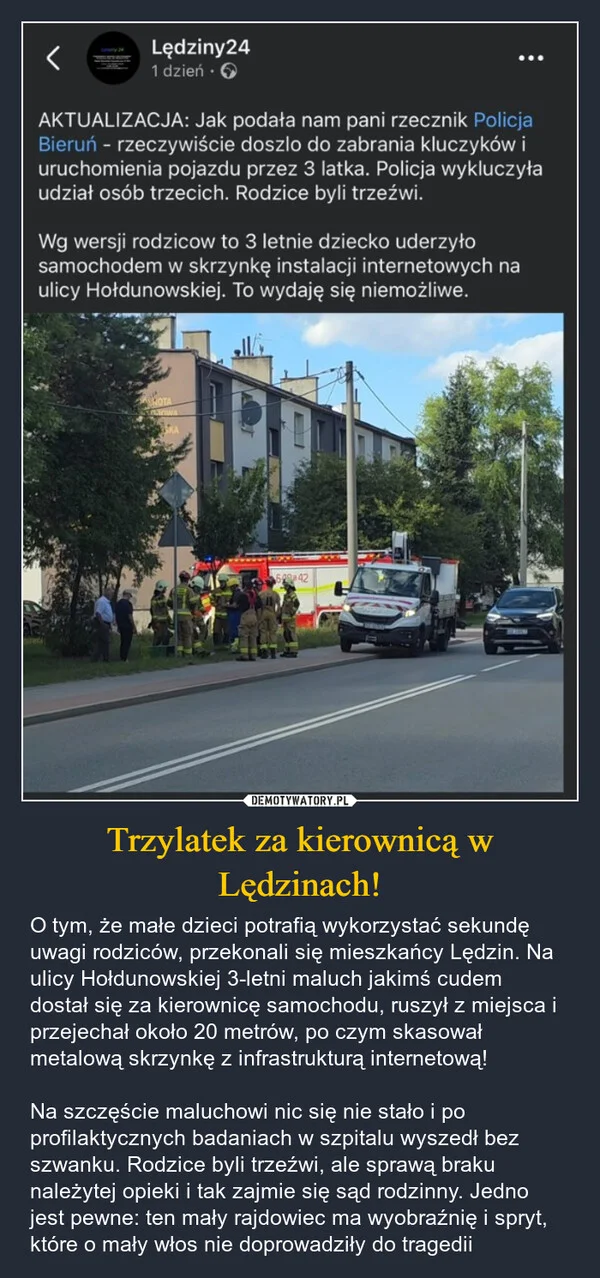 Trzylatek za kierownicą w Lędzinach!