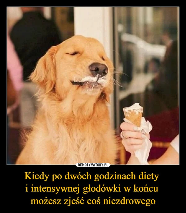 
    Kiedy po dwóch godzinach diety i intensywnej głodówki w końcu możesz zjeść coś niezdrowego