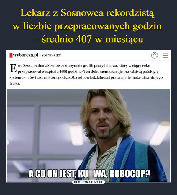 
    Lekarz z Sosnowca rekordzistą w liczbie przepracowanych godzin – średnio 407 w miesiącu