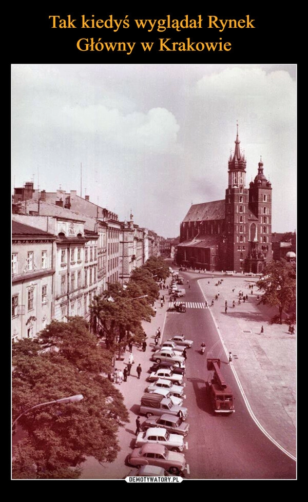 
    Tak kiedyś wyglądał Rynek 
Główny w Krakowie