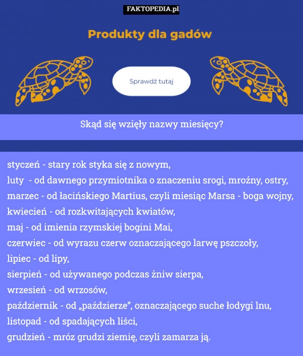 
    Skąd się wzięły nazwy miesięcy?